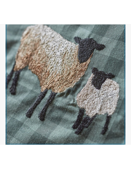 SHETLAND Copripiumino ricamato con federe cotone tinto filo ricamato