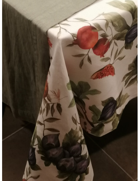 DIONISIO Tovaglia da 8 posti Puro Lino stampa digitale botanica