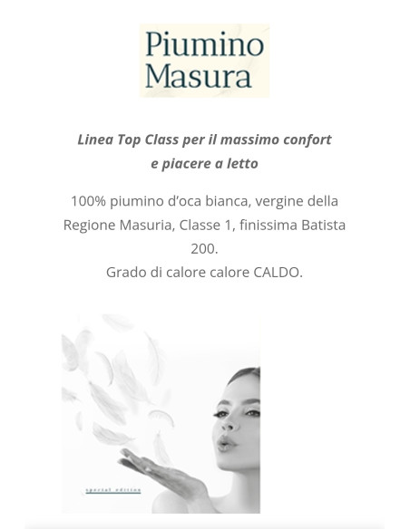 MASURA Calore CALDO 100% Piumino d'oca bianca vergine