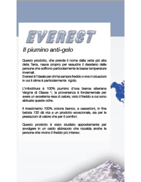 EVEREST Piumino CALDISSIMO d'oca bianca vergine della siberia