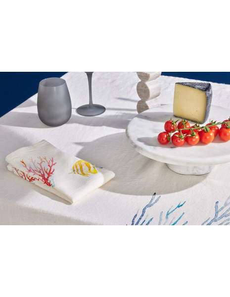 CORAL Tovaglia da 12 posti Lino stampa piazzata