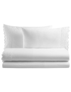 CANASTRA Completo Letto matrimoniale con pizzo cotone no stiro 2