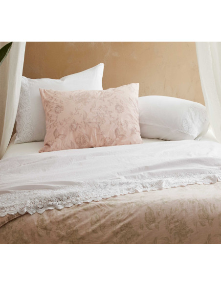 CANASTRA Completo Letto matrimoniale con pizzo cotone no stiro