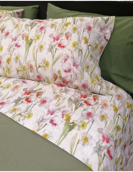 AMABEL Completo Lenzuola matrimoniale cotone percalle