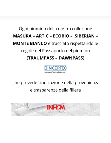 ECOBIO CALDO 100% Piumino d'oca vergine classe 1 cotone biologico