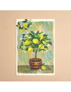 CITRUS canovaccio puro lino stone washed stampato