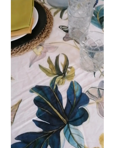 TROPICAL Tovaglia da 8 puro lino stampa digitale