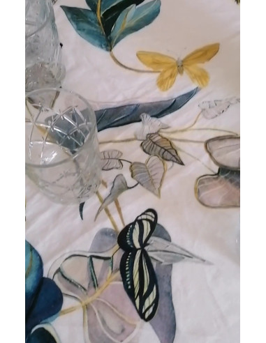 TROPICAL Tovaglia da 8 puro lino stampa digitale