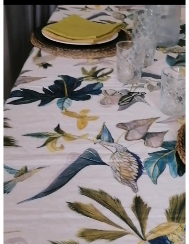 TROPICAL Tovaglia da 8 puro lino stampa digitale