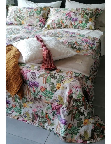 Bianco Perla BALI Copripiumino matrimoniale raso cotone