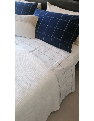 CHECK -40%Completo Lenzuolo matrimoniale cotone tinto filo no stiro!!