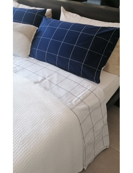 CHECK -40%Completo Lenzuolo matrimoniale cotone tinto filo no stiro!!