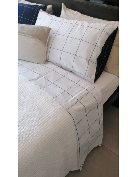 CHECK -40%Completo Lenzuolo matrimoniale cotone tinto filo no stiro!!