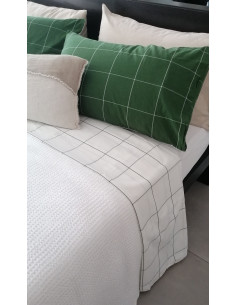 CHECK Completo Lenzuolo matrimoniale cotone no stiro