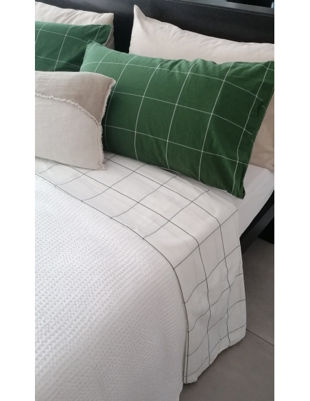 CHECK Completo Lenzuolo matrimoniale cotone no stiro