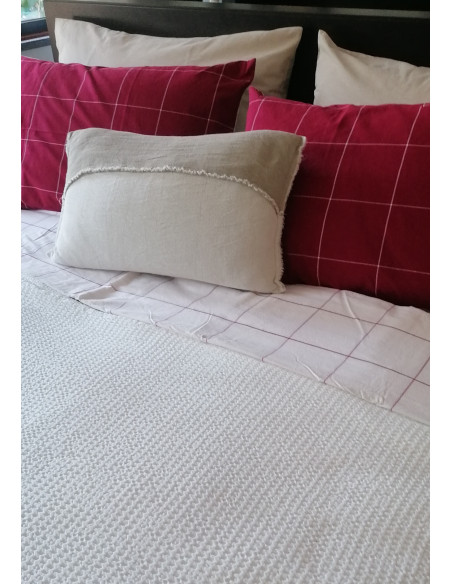 CHECK Completo Lenzuolo matrimoniale con federe cotone no stiro