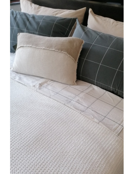 CHECK Completo Lenzuolo matrimoniale con federe cotone no stiro