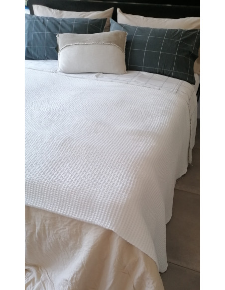 CHECK Completo Lenzuolo matrimoniale con federe cotone no stiro