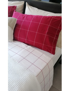 CHECK Completo Lenzuolo matrimoniale con federe cotone no stiro