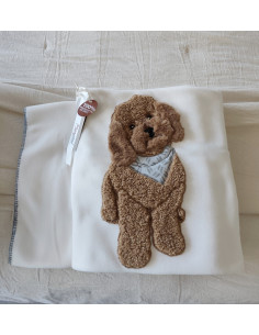 POODLE Plaid in pile ricamo barboncino