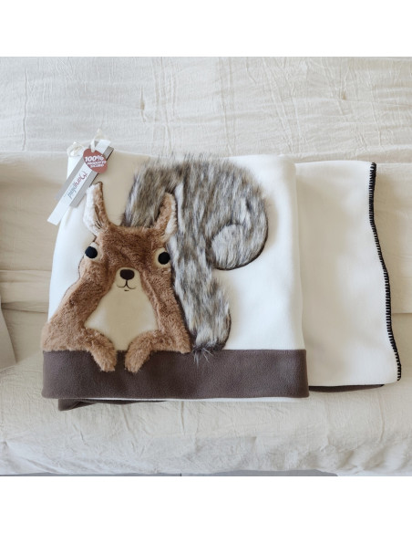 WINTER SQUIRREL Plaid pile ricamo scoiattolo