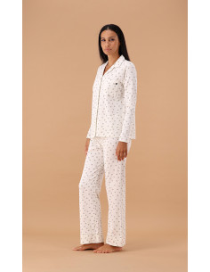 ELLEBORO Pigiama donna aperto maglina interlock cotone
