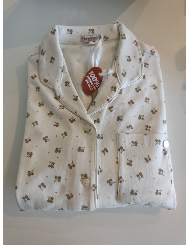 ELLEBORO Pigiama donna aperto maglina interlock cotone