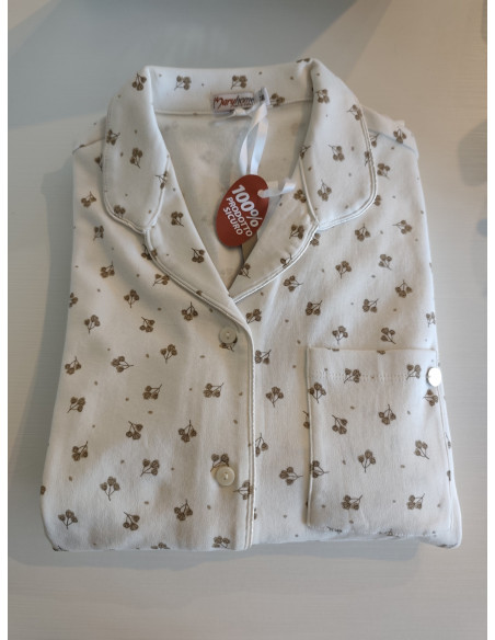 ELLEBORO Pigiama donna aperto maglina interlock cotone