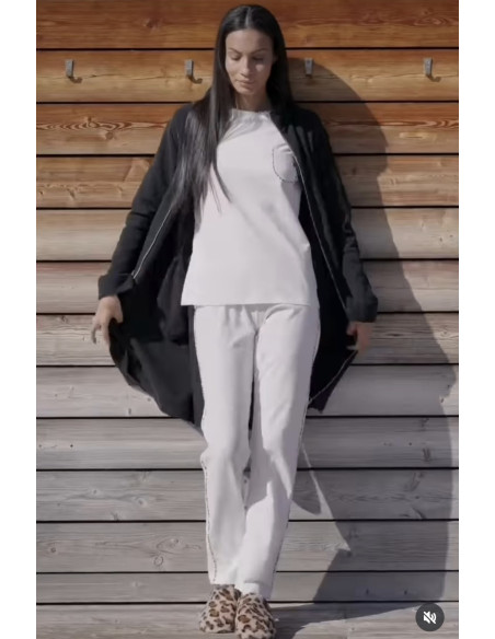 ZIP Vestaglia pile donna medio peso colore nero