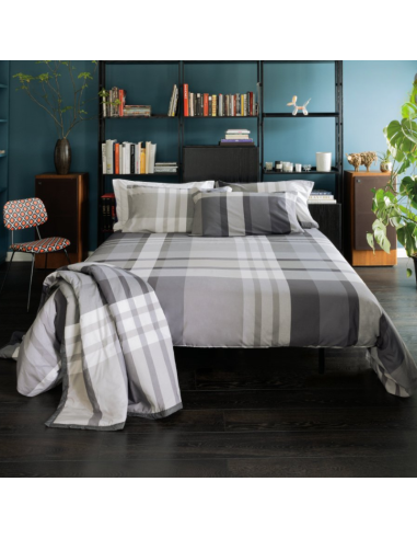 MEMPHIS Copripiumino matrimoniale con federe cotone tinto filo