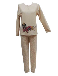 SO CHIC Pigiama donna caldo cotone invernale