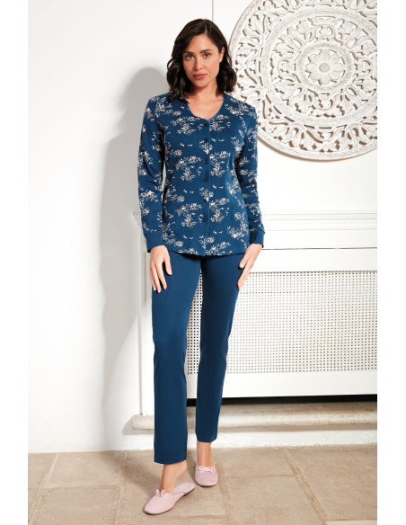 BLU Pigiama donna aperto cotone medio peso