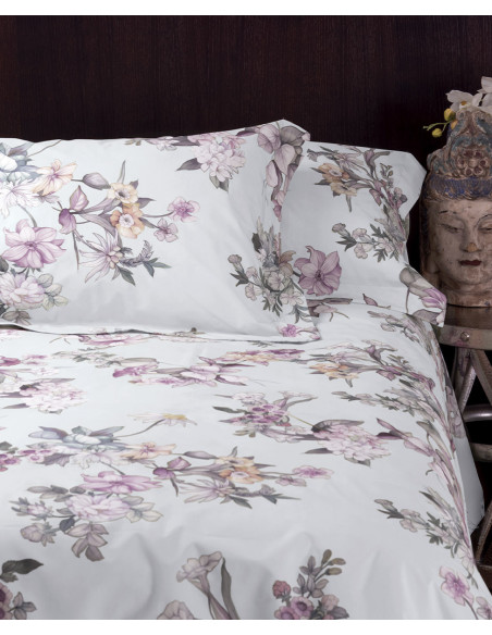 ORTENSIA Parure Copripiumino matrimoniale cotone percalle