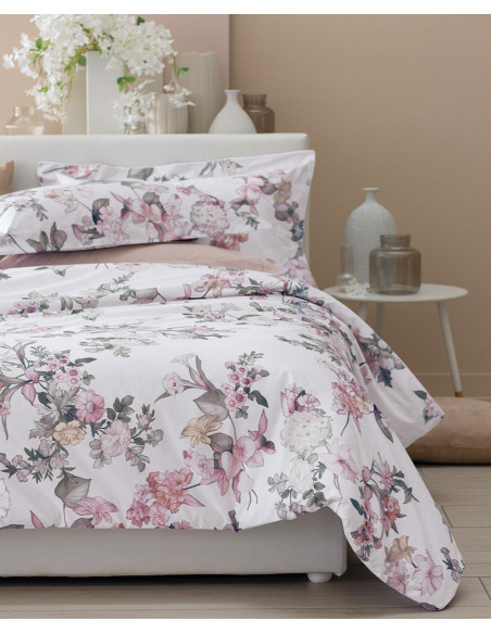 ORTENSIA Parure Copripiumino matrimoniale cotone percalle