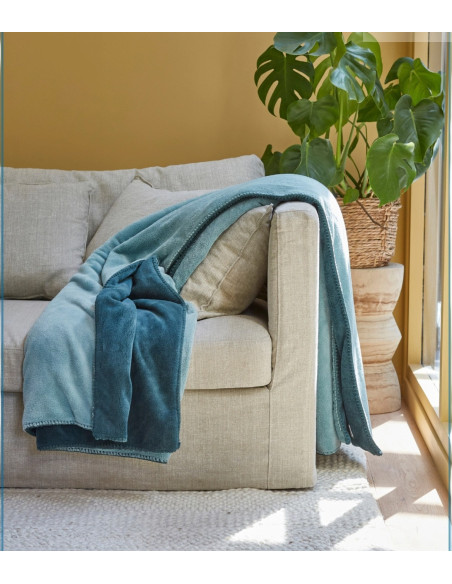 POLAIRE Coperta plaid bicolore micropile caldo soffice