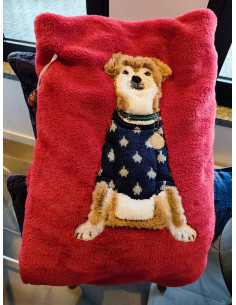 JACK RUSSEL Plaid rosso soffice pile ricamato 2