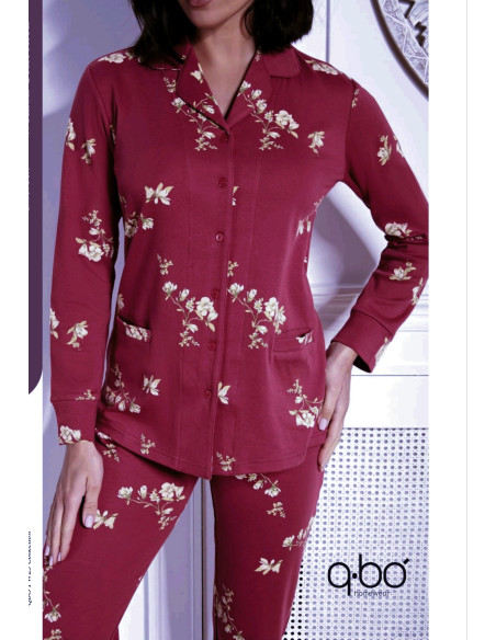 BORDEAUX Pigiama donna aperto cotone interlock
