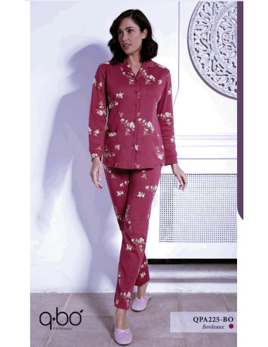 BORDEAUX Pigiama donna aperto cotone interlock